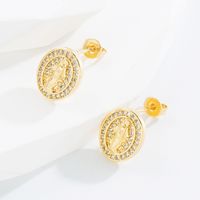 Fashion C Shape O-shape Tassel Inlay Copper Zircon Gold Plated Earrings sku image 4
