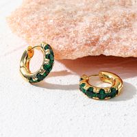 Retro Geometric Copper Hoop Earrings Zircon Copper Earrings sku image 1