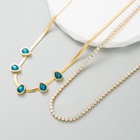 Fashion Geometric Water Droplets Titanium Steel Necklace Inlay Rhinestones Stainless Steel Necklaces main image 1