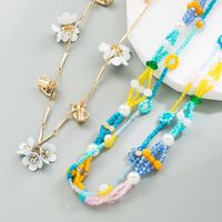 Ethnic Style Geometric Flower Beaded Alloy Inlaid Pearls Necklace main image 1