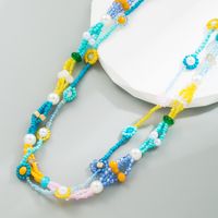 Ethnic Style Geometric Flower Beaded Alloy Inlaid Pearls Necklace main image 2