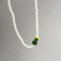 Pastoral Cactus Beaded Pearl Pendant Necklace sku image 1