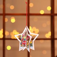 Christmas Christmas Tree Star Heart Shape Wood Party Hanging Ornaments sku image 7