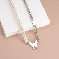 Simple Style Butterfly Stainless Steel Choker Patchwork Pearl Stainless Steel Necklaces main image 6
