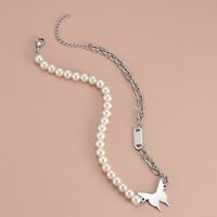 Simple Style Butterfly Stainless Steel Choker Patchwork Pearl Stainless Steel Necklaces main image 3