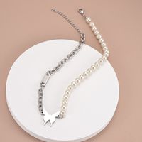 Simple Style Butterfly Stainless Steel Choker Patchwork Pearl Stainless Steel Necklaces main image 4