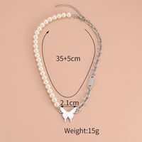 Simple Style Butterfly Stainless Steel Choker Patchwork Pearl Stainless Steel Necklaces main image 5