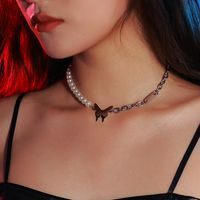 Simple Style Butterfly Stainless Steel Choker Patchwork Pearl Stainless Steel Necklaces main image 1