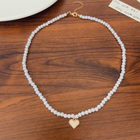 Fashion Heart Shape Imitation Pearl Enamel Pendant Necklace main image 4