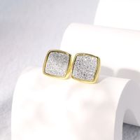 Fashion Square Copper Ear Studs Gold Plated Crystal Copper Earrings 1 Pair main image 3