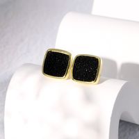 Fashion Square Copper Ear Studs Gold Plated Crystal Copper Earrings 1 Pair main image 9