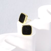 Fashion Square Copper Ear Studs Gold Plated Crystal Copper Earrings 1 Pair main image 10