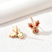 Simple Style Antlers Copper Ear Studs Gold Plated Zircon Copper Earrings 1 Pair main image 5