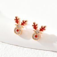 Simple Style Antlers Copper Ear Studs Gold Plated Zircon Copper Earrings 1 Pair main image 6