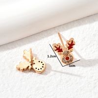 Simple Style Antlers Copper Ear Studs Gold Plated Zircon Copper Earrings 1 Pair sku image 1