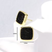 Fashion Square Copper Ear Studs Gold Plated Crystal Copper Earrings 1 Pair sku image 4