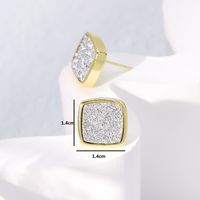 Fashion Square Copper Ear Studs Gold Plated Crystal Copper Earrings 1 Pair sku image 3