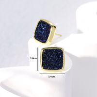 Fashion Square Copper Ear Studs Gold Plated Crystal Copper Earrings 1 Pair sku image 2