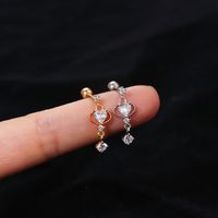 Fashion Heart Shape Butterfly Stainless Steel Inlay Zircon Ear Studs 1 Piece main image 5