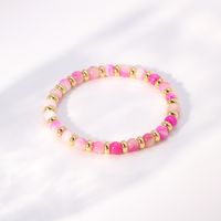 Fashion Round Copper Bracelets Beaded Gold Plated Natural Stone Copper Bracelets 1 Piece main image 4