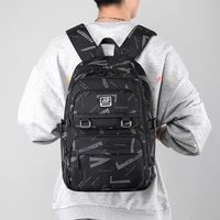 Men's Letter Oxford Cloth Zipper Functional Backpack School Backpack sku image 1