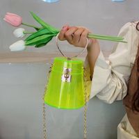 Women's Small All Seasons Pvc Solid Color Streetwear Transparent Cylindrical Lock Clasp Chain Bag main image 5