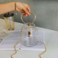 Women's Small All Seasons Pvc Solid Color Streetwear Transparent Cylindrical Lock Clasp Chain Bag main image 4