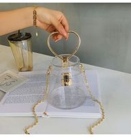 Women's Small All Seasons Pvc Solid Color Streetwear Transparent Cylindrical Lock Clasp Chain Bag sku image 5