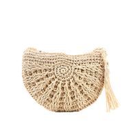 Women's Small Straw Solid Color Fashion Tassel Round Open Straw Bag main image 4