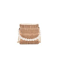 Women's Medium Straw Solid Color Fashion Pearl Oval Open Straw Bag main image 5