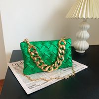 White Green Blue Cloth Solid Color Chain Square Evening Bags sku image 4
