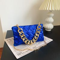 White Green Blue Cloth Solid Color Chain Square Evening Bags sku image 1