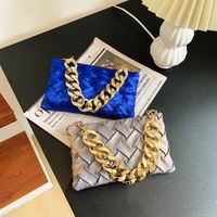 White Green Blue Cloth Solid Color Chain Square Evening Bags main image 1