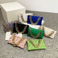 White Green Blue Cloth Solid Color Chain Square Evening Bags main image 3