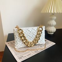 White Green Blue Cloth Solid Color Chain Square Evening Bags sku image 5