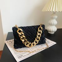 White Green Blue Cloth Solid Color Chain Square Evening Bags sku image 6