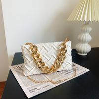 White Green Blue Cloth Solid Color Chain Square Evening Bags sku image 3