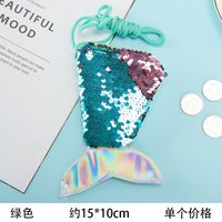 Women's Sequin Plush Solid Color Fashion Fish Tail Zipper Coin Purse sku image 3