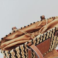 Women's Medium Straw Stripe Fashion Weave Square String Handbag main image 4