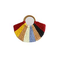 Women's Medium Straw Color Block Fashion Semicircle Handbag main image 5