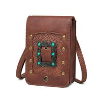Women's Mini Pu Leather Geometric Vintage Style Metal Button Square Magnetic Buckle Crossbody Bag main image 2