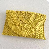 Yellow Red Green Straw Solid Color Square Weave Evening Bags main image 3