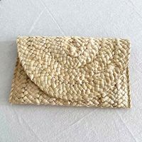 Yellow Red Green Straw Solid Color Square Weave Evening Bags sku image 7