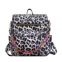 Women's Large All Seasons Pu Leather Plaid Leopard Streetwear Square Zipper Fashion Backpack sku image 5
