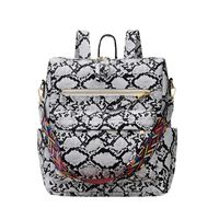 Women's Large All Seasons Pu Leather Plaid Leopard Streetwear Square Zipper Fashion Backpack sku image 9