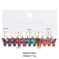 Sweet Butterfly Alloy Enamel Earrings 5 Pairs main image 5