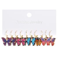 Sweet Butterfly Alloy Enamel Earrings 5 Pairs main image 2