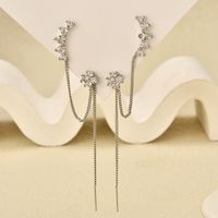 Fashion Flower Brass Earrings Tassel Zircon Copper Earrings main image 3