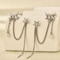 Fairy Style Star Brass Earrings Tassel Artificial Pearls Copper Earrings main image 4