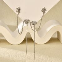 Fashion Butterfly Brass Earrings Tassel Zircon Copper Earrings main image 5